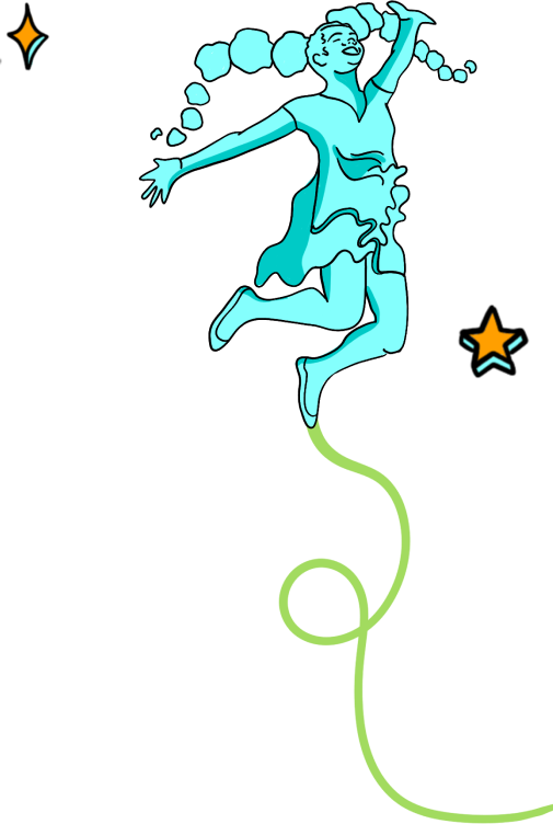 flying person with stars