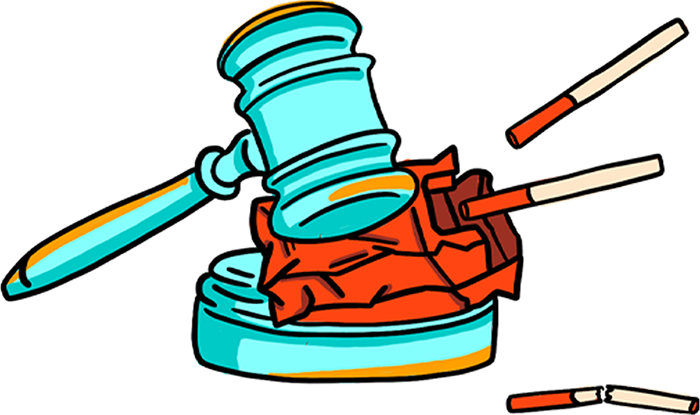 Gavel and cigarettes