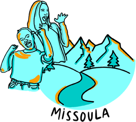 two people in mountains in Missoula illustration