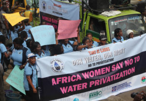 People marching at the Women's Rally in Lagos in 2016.
