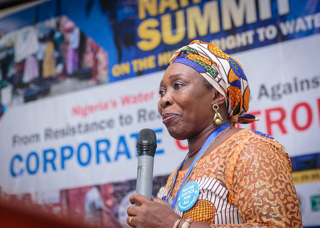Vickie Uremma, AWWASHNET chairperson, speaks to attendees of the National Water Summit in Abuja, Nigeria. CREDIT: CREDIT BABAWALE OBAYANJU