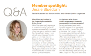 Jessie Bluedorn corporate accountability member and activist
